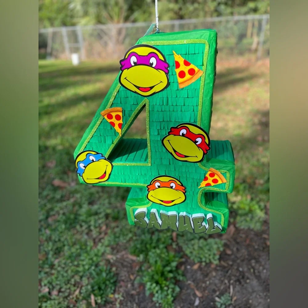 Teenage Mutant Ninja Turtles Green Number 4 Birthday Decoration